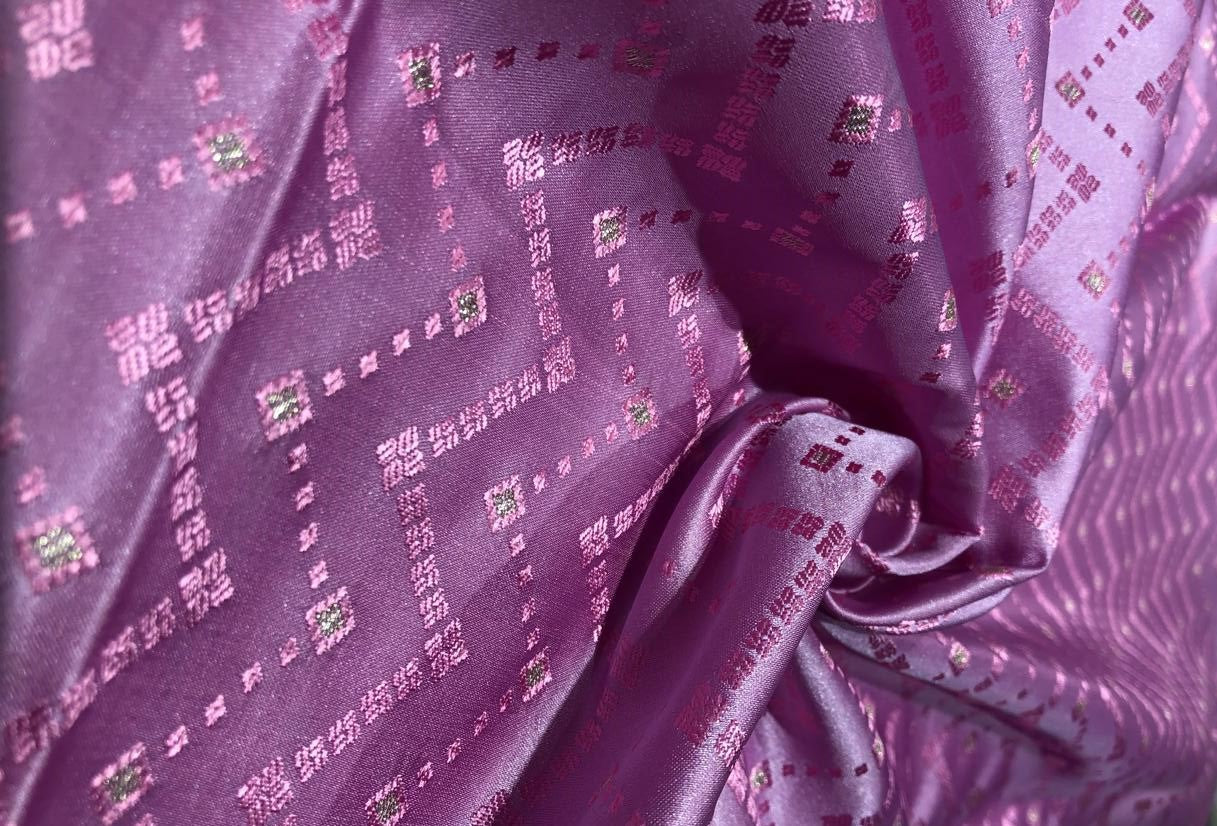 Silk Brocade fabric 44" taffy pink geometric zigzag BRO1038[1]
