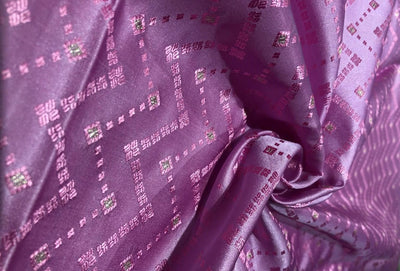 Silk Brocade fabric 44" taffy pink geometric zigzag BRO1038[1]