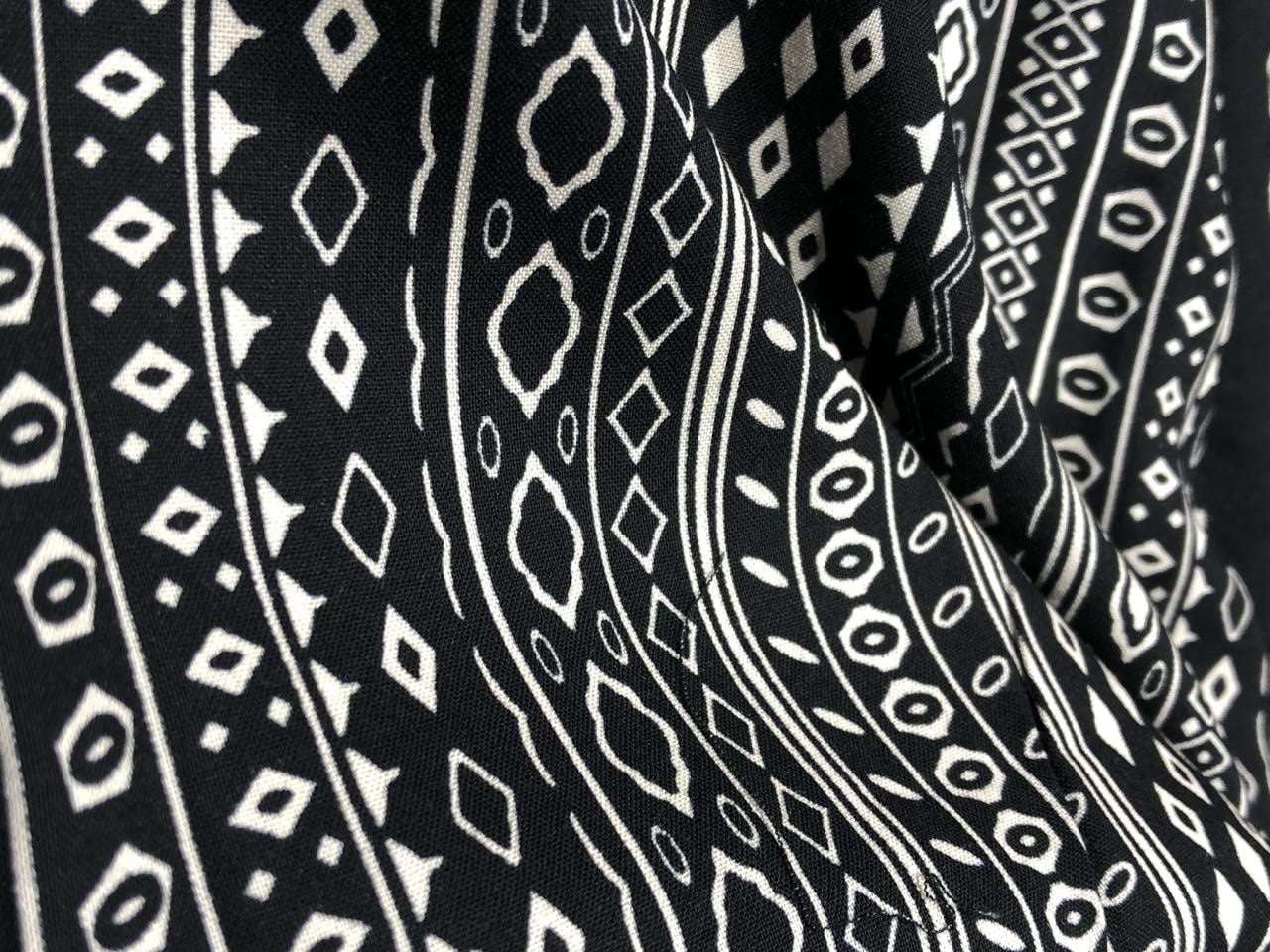 Premium Viscose Rayon fabric black and white 58" wide ,has a 12"border at the bottom [17586]