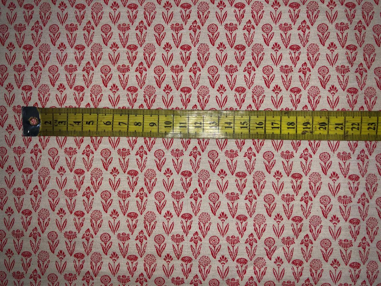 100% Cotton Linen  print 58" wide FLORAL PRINT motif's available in 2 colors red and cream ,blue and cream [17217/18]