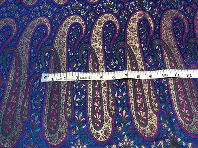 Silk Brocade fabric multi color paisleys available in 2 colors royal blue and red  BRO1093[1/2]