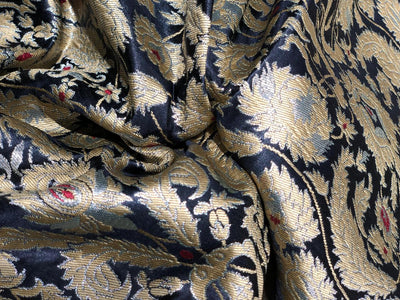 Brocade Heavy KING KHAB  Fabric  black ,red with gold and white gold jacquard 36" wide BRO959[5]