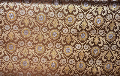 Silk Brocade fabric brown with  gold and silver  jacquard BRO1074[3]