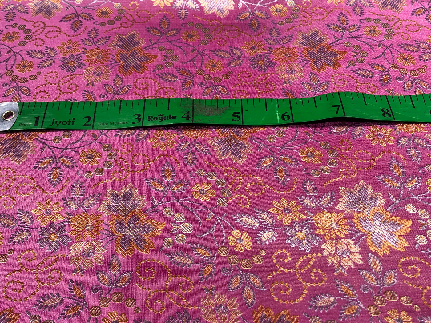 Silk Brocade fabric floral  jacquard available in 2 colors pink and mango  BRO1023[3/4]