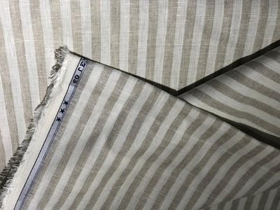 100% Linen stripe 60's Lea Fabric 58" cream and beige  stripe available in 1 inch  as well as 1 centimeter stripes [17221/22]