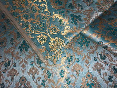 Silk Brocade fabric with  gold jacquard  BRO1018 available in 4 colors gold/lilac/grey and sea blue BRO1018
