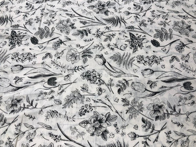 100% linen  digital print fabric 44" wide available in 4 PRINTS CREAM ABSTRACT WITH SEA GREENS,GREENY GREY FLORAL,ELEPHANT AND BLACK AND CREAMK FLORAL