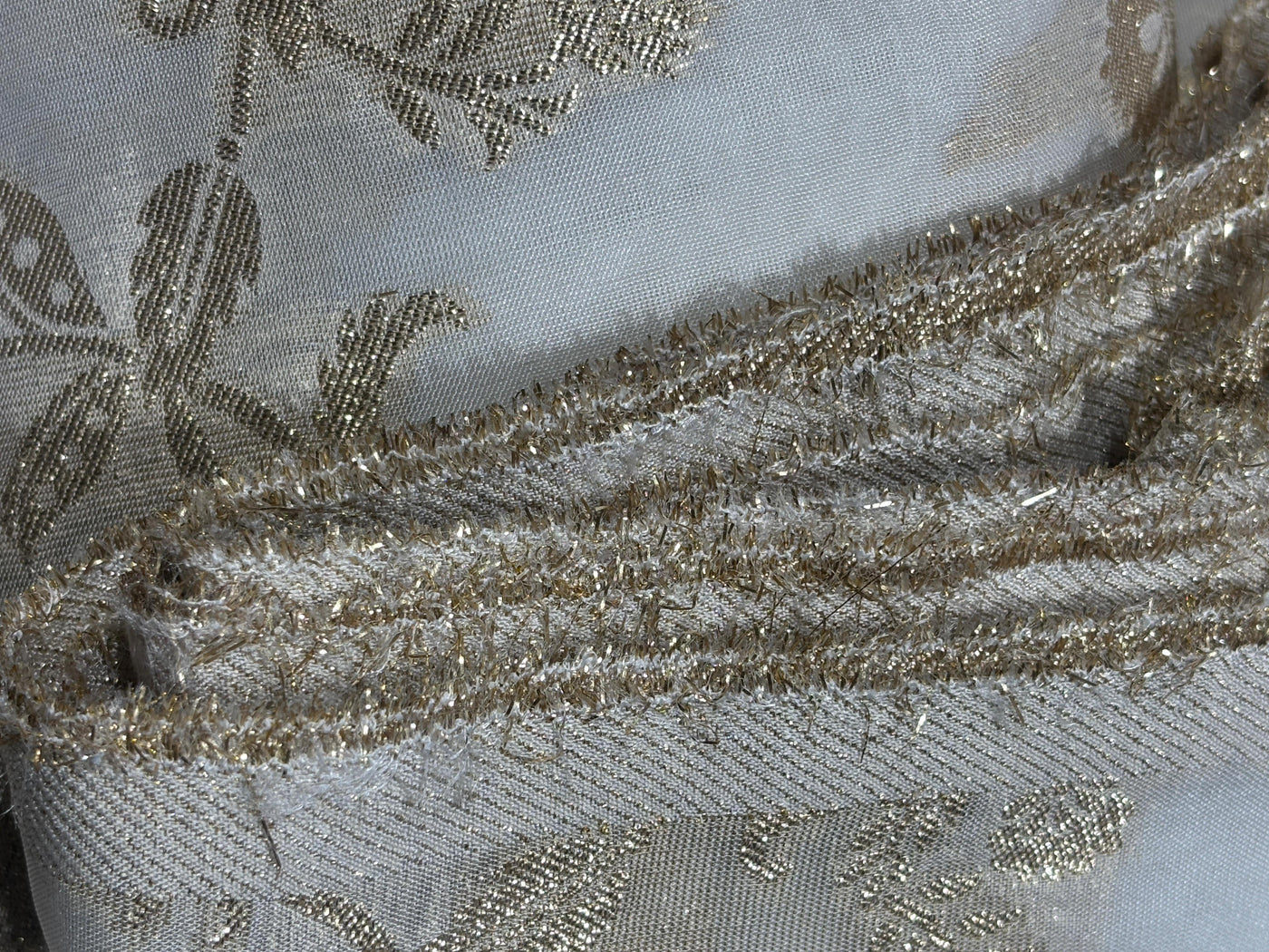 NYLON tissue with jacquard fabric  44"~wide available in 2 designs floral and scallop with motif [17442/551]