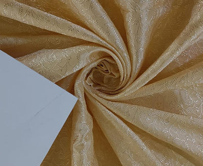 Spun Silk Brocade fabric Light Gold Color 44" wide BRO220[4]