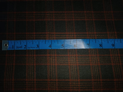 Tweed Suiting Heavy weight premium Fabric teal and orange rust Plaids 58" wide [15087]