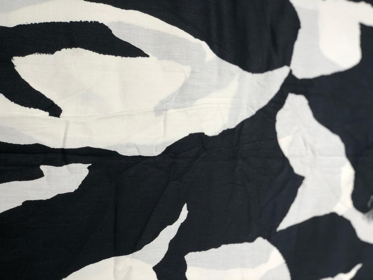 100% Cotton Poplin 58" wide black and ivory abstract print  [17624]