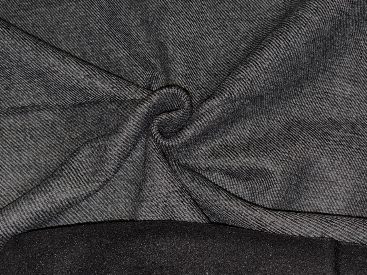 Wool Blended Diagonal Cord Weave fabric fused with black light wool  147 cms wide [18397]