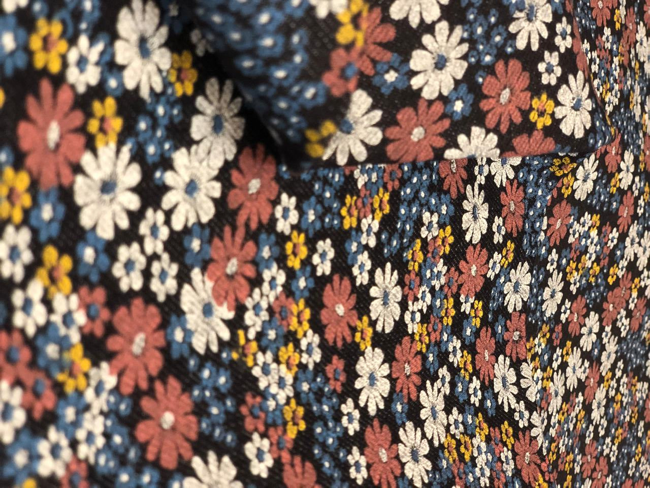 100% Cotton Denim  Fabric 58" wide dainty floral motifs [18682]