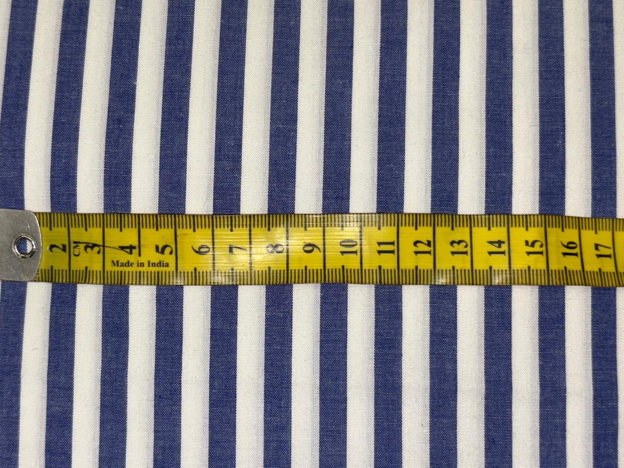 100% Cotton Chambray denim blue and white color horizontal  stripe 58" wide [18526]