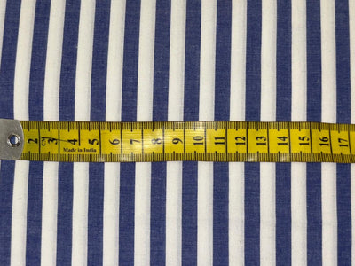 100% Cotton Chambray denim blue and white color horizontal  stripe 58" wide [18526]