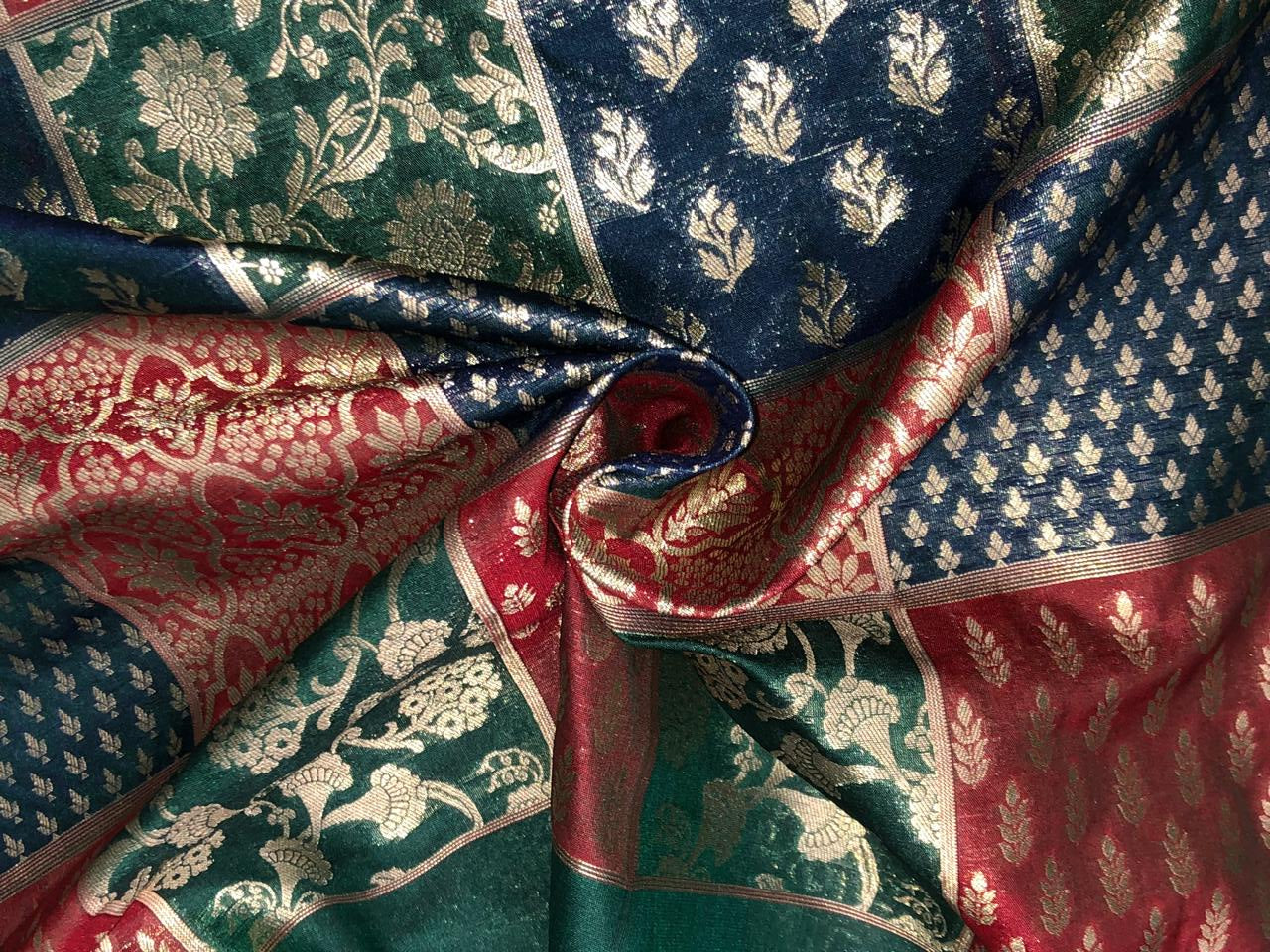 Silk Brocade fabric multi colour jacquard 44" wide BRO1071 available in 8 different color combinations[BRO1071[1-8]]