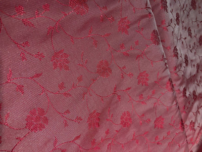 Silk Brocade fabric 44" color coral with self  floral vines jacquard  BRO1055[3]