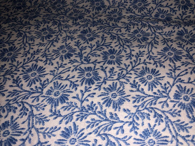 100% Cotton Linen BLUE FLORAL   PRINT [17160]