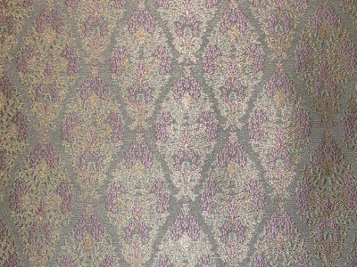Silk Brocade fabric dusty blue with lilac and gold motif  BRO1081[3]