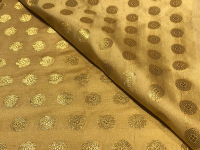 Silk Brocade fabric with Metallic gold circle motif Jacquard  44" wide available in 3 colors red wine, black and gold