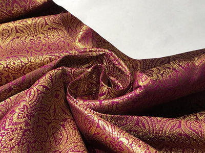 Silk Brocade fabric 44" wide INTRICATE JACQUARD available in 10 colors pink,gold,black,dark magenta,red,parot green,orange,royal blue,mango and burgandyBRO995