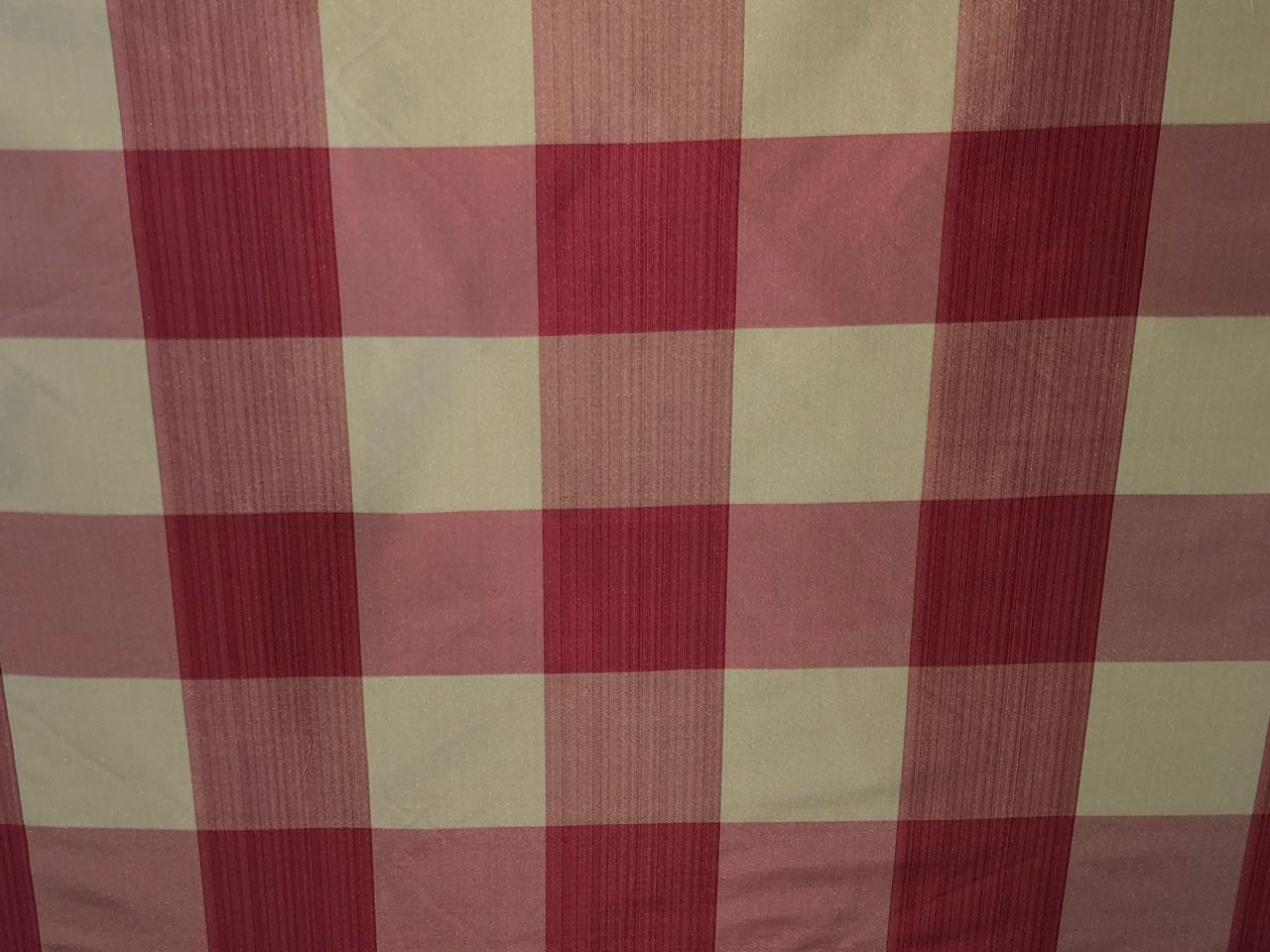 100% Silk tafetta plaids pink salmon,dusty red and golden cream [tafnewc19roll]