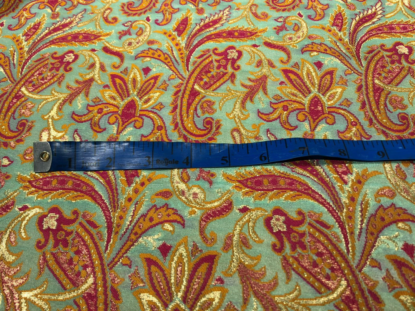Silk Brocade fabric 44" floral, paisley with gold metallic jacquard available in 3 colors pink,peach,mango/mint green,pink,mango and silver grey,pink,mango BRO1058