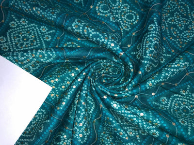 Premium Viscose Rayon fabric with foil print BANDINI LOOK 58" wide available in TWO  colors PINK AND PEACOCK GREEN