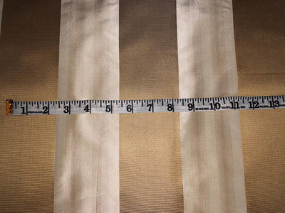 100% silk taffeta STRIPE cream and gold jacquard stripe TAFS139[14]