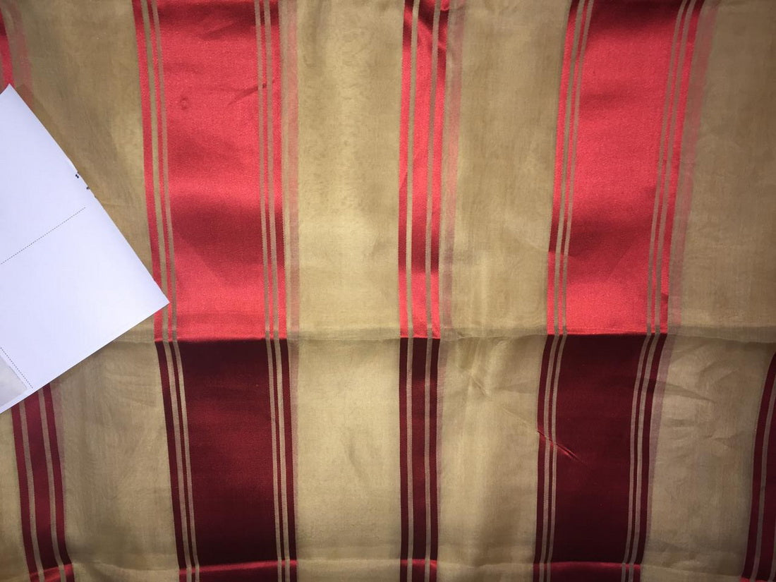 100% silk organza red stripes fabric 54" wide by the yard