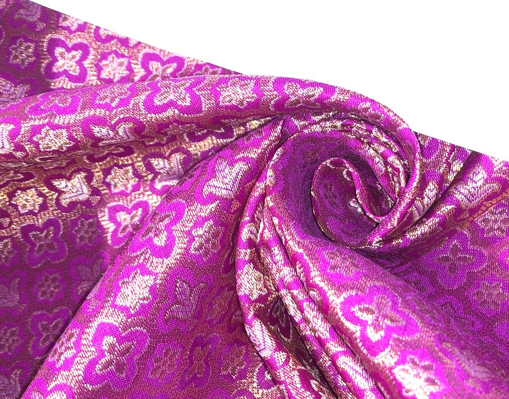 Brocade Fabric Jacquard x metallic gold Gold Color 44" WIDE BRO977 available in 2 colors bright pink and red