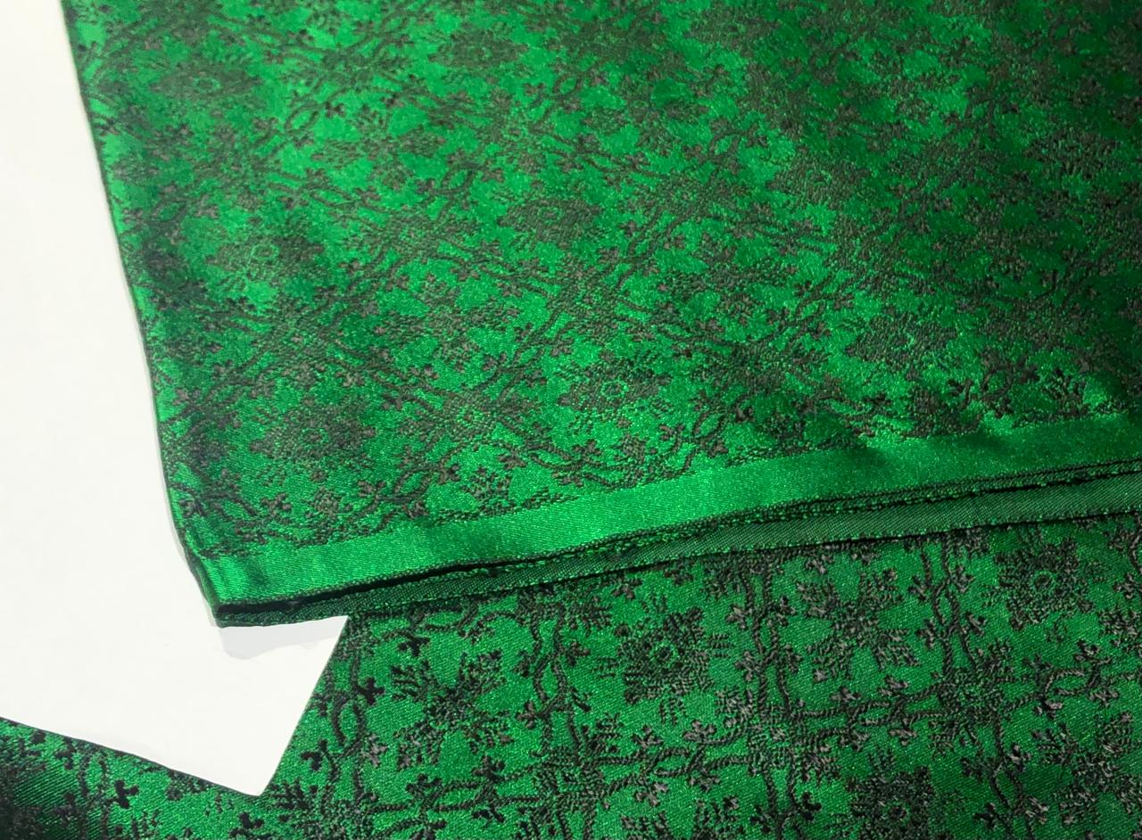 Silk Brocade Fabric Green & Black color Vestment Design 44" wide BRO213[5]