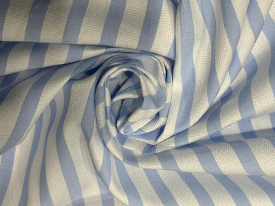 100% Cotton Poplin 58" wide blue  yarn dyed striped structured design  [17770]