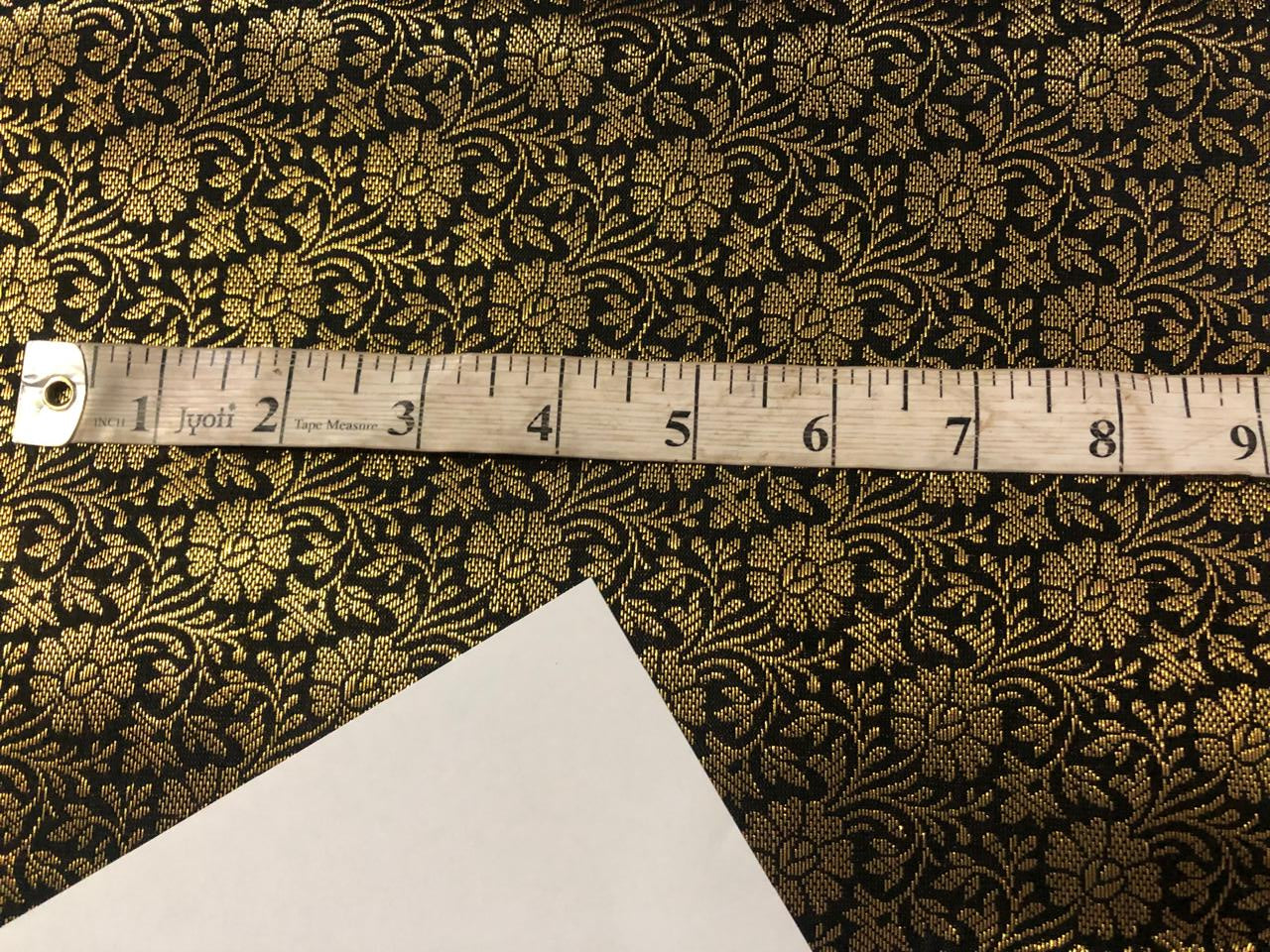 Silk Brocade fabric black with  gold floral jacquard  BRO1021[1]