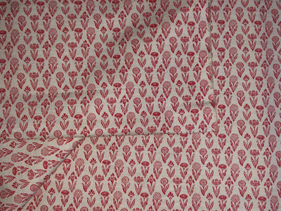 100% Cotton Linen  print 58" wide FLORAL PRINT motif's available in 2 colors red and cream ,blue and cream [17217/18]