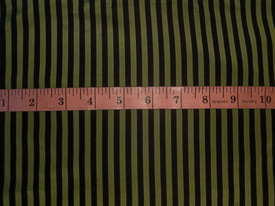 100% Pure Silk Taffeta Fabric Iridescent Lime Yellow/Green & Black colour Stripes 54"wide  TAF#S112