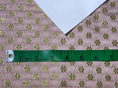 Brocade Fabric with metallic gold small flower motif Jacquard 44" WIDE BRO982 available in 4 colors peach,sea foam,pistachio and silver grey