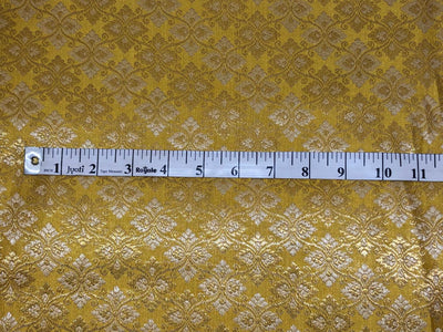 Silk Brocade fabric with white gold  jacquard available in 4 colors yellow, olive, peach and orchid BRO1072