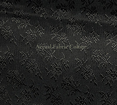 Brocade Fabric black  floral motif  all over Jacquard 44" BRO1027[2]