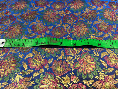 Silk Brocade fabric floral  jacquard available in 2 colors brown and royal blue  BRO1023[1/2]