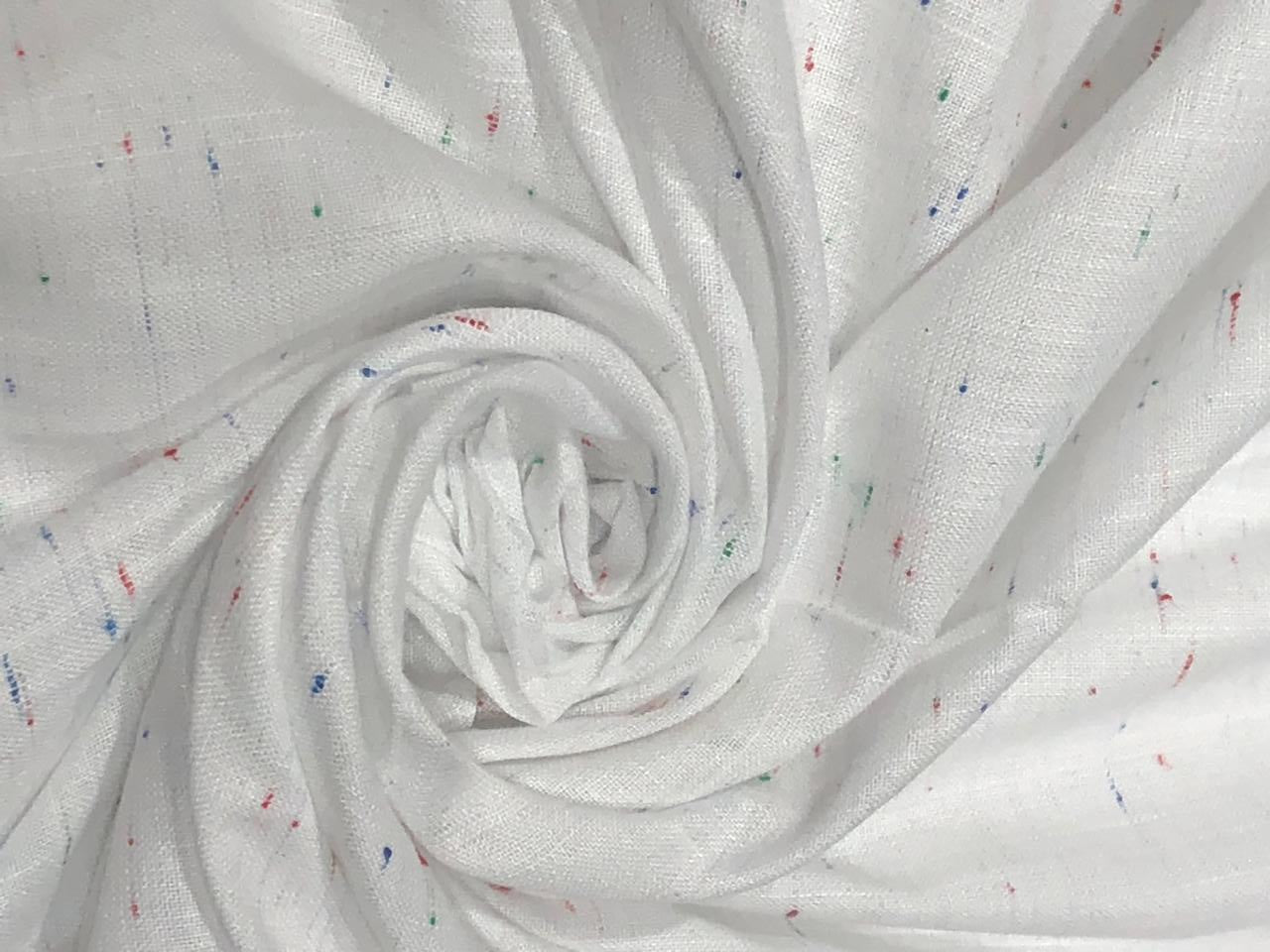 Viscose Linen 20% / 80% Spun slub white with red ,blue and green splash  58" wide [17627]