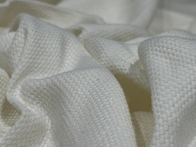 Linen Cotton Fabric with Basket Weave / Ivory / 54" wide / [17787]