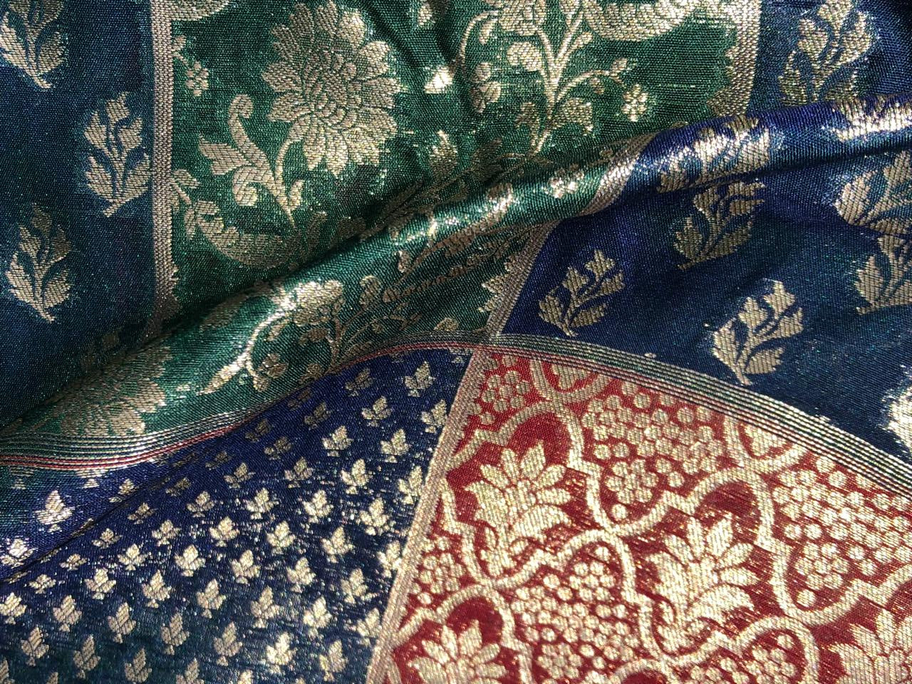 Silk Brocade fabric multi colour jacquard 44" wide BRO1071 available in 8 different color combinations[BRO1071[1-8]]