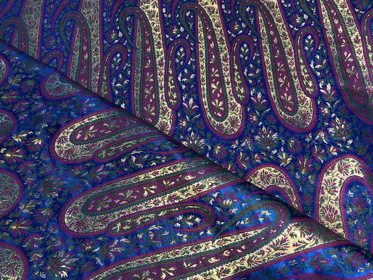 Silk Brocade fabric multi color paisleys available in 2 colors royal blue and red  BRO1093[1/2]