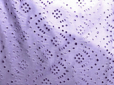 Knitted fabric with cutwork embroidery with slight stretch lilac color 58" wide [17626]