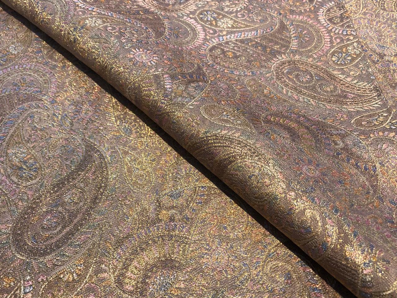 Silk Brocade fabric pastel pink and lilac paisleys BRO1093[3]