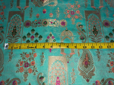 Silk Brocade fabric 44" available in 4 colors  peach, white ivory, mint and grey  [BRO1042]