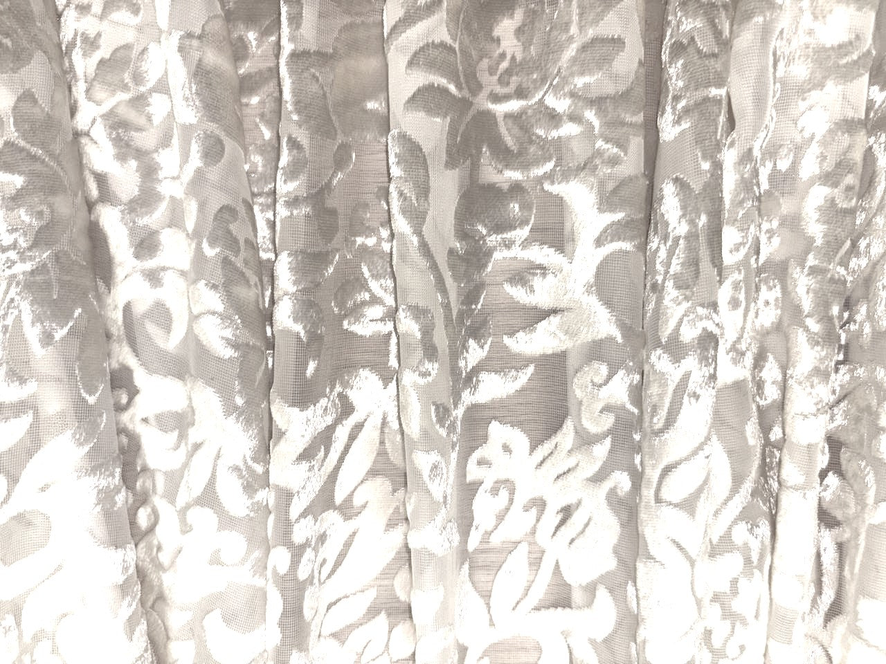 White Devore Polyester Viscose Burnout Velvet fabric ~ 44" wide available in 3 designs floral vines, abstract rose and floral [18291/92/93]
