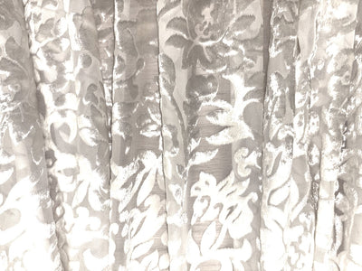White Devore Polyester Viscose Burnout Velvet fabric ~ 44" wide available in 3 designs floral vines, abstract rose and floral [18291/92/93]