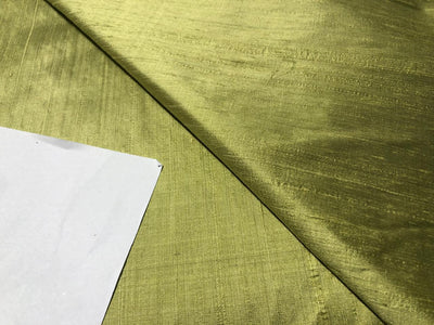 100% PURE SILK DUPIONI FABRIC LIGHT OLIVE GREEN color 44" wide WITH SLUBS MM126[4]